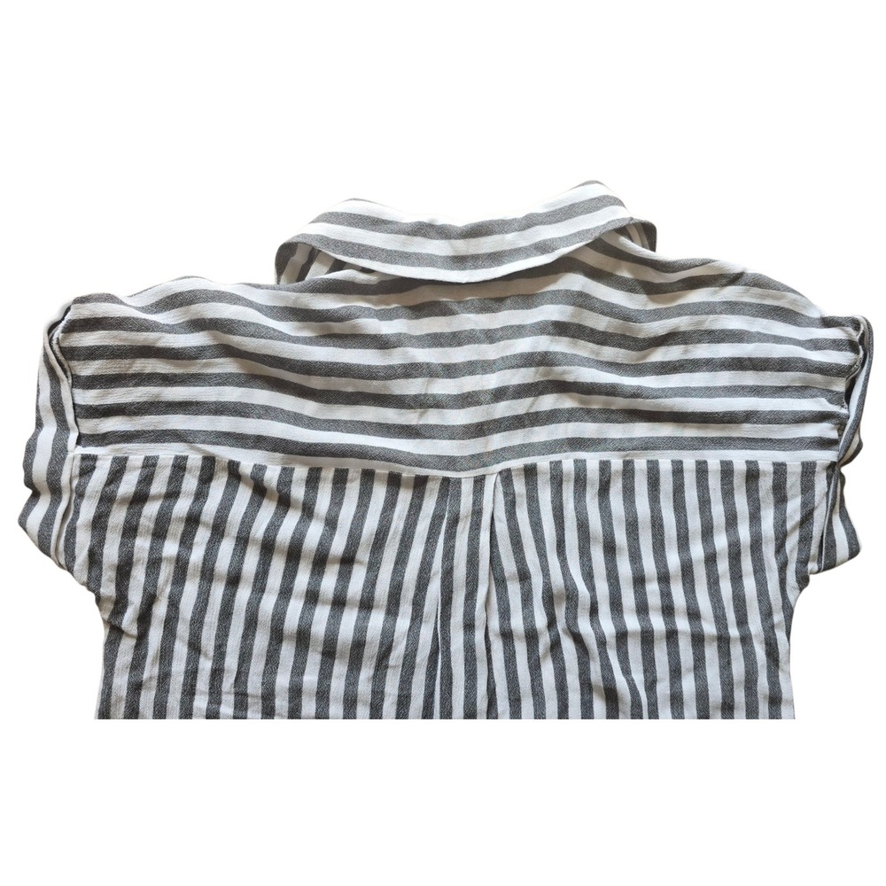Doe & Rae Striped Button-Up Shirt Relaxed Fit Short Sleeve Top Size S - Picture 5 of 11
